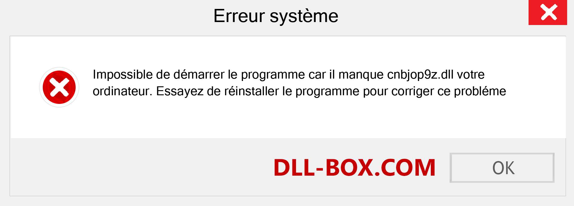 Le fichier cnbjop9z.dll est manquant ?. Télécharger pour Windows 7, 8, 10 - Correction de l'erreur manquante cnbjop9z dll sur Windows, photos, images